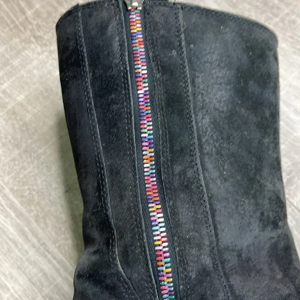 UGG Australia Mayfaire Sherpa Black Suede Side Zip Boots Women’s Size 6